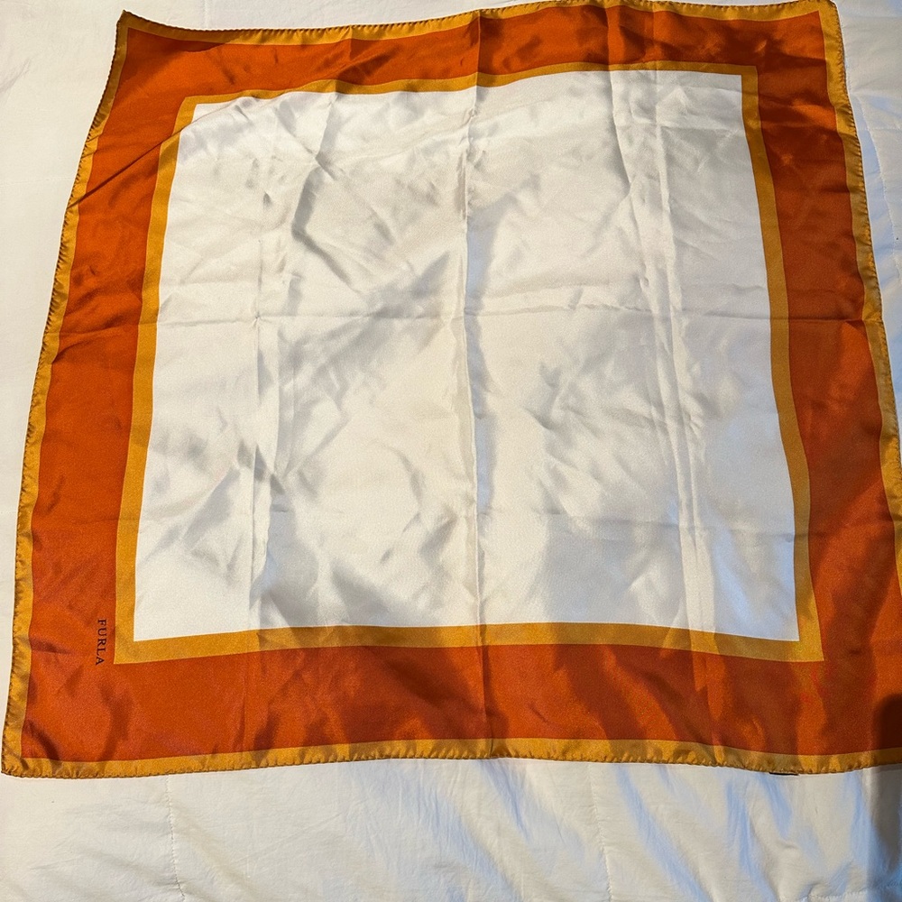 Orange and White Silk Scarf